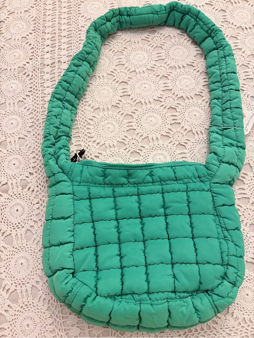 Free People FP Movement Quilted Puffer Crossbody Bag Kelly Green NWT